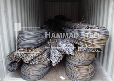 Loaded Container with Steel Rebar Bundles